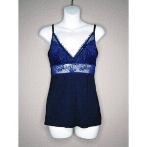 Soma Cool Nights Soft Support Lace Cami Plunge Neckline  Nightfall Navy Blue S